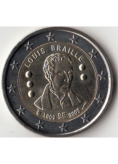 2009 - 2 Euro BELGIO 200º anniversario dalla nascita di Louis Braille Fdc